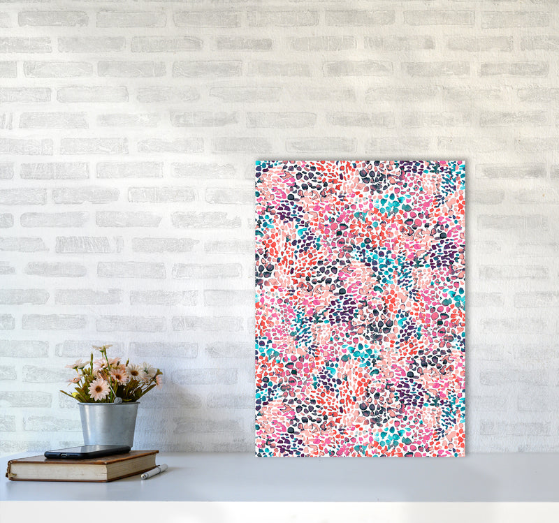 Speckled Watercolor Pink Abstract Art Print by Ninola Design A2 Black Frame