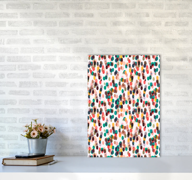 Relaxing Tropical Dots Abstract Art Print by Ninola Design A2 Black Frame