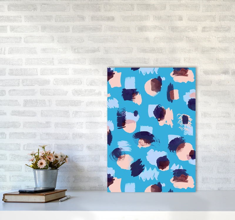 Abstract Stains Blue Abstract Art Print by Ninola Design A2 Black Frame