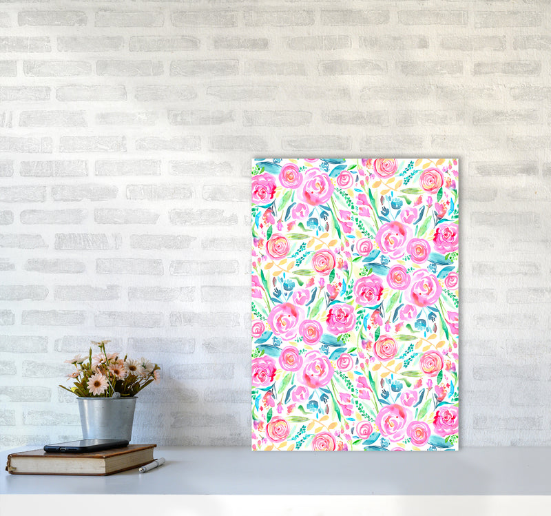 Spring Days Pink Abstract Art Print by Ninola Design A2 Black Frame