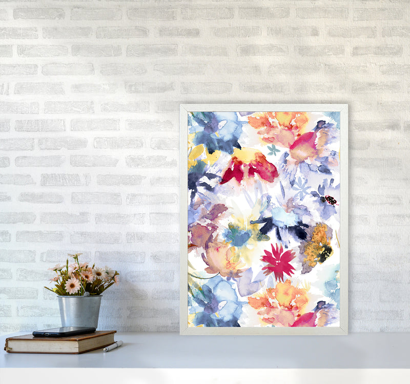 Watercolor Spring Memories Multicolored Abstract Art Print by Ninola Design A2 Oak Frame