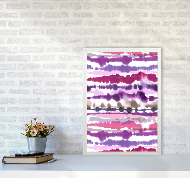 Soft Nautical Watercolor Lines Pink Abstract Art Print by Ninola Design A2 Oak Frame