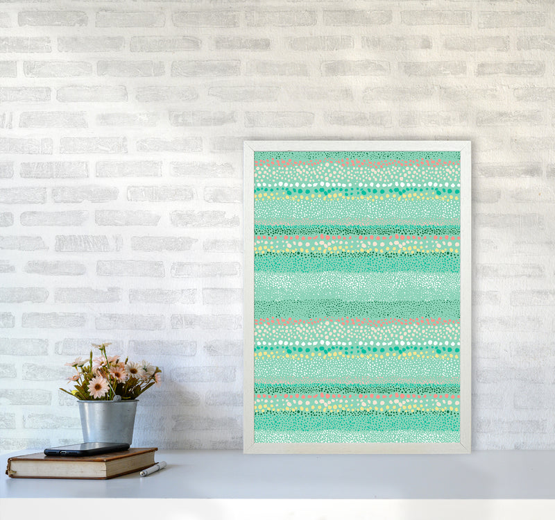 Little Textured Minimal Dots Green Abstract Art Print by Ninola Design A2 Oak Frame