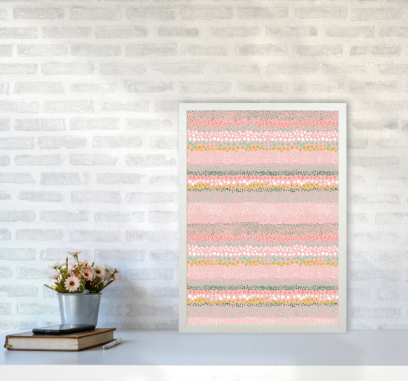 Little Textured Minimal Dots Pink Abstract Art Print by Ninola Design A2 Oak Frame