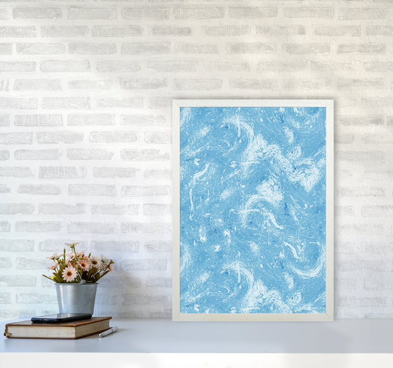 Abstract Dripping Painting Blue Abstract Art Print by Ninola Design A2 Oak Frame