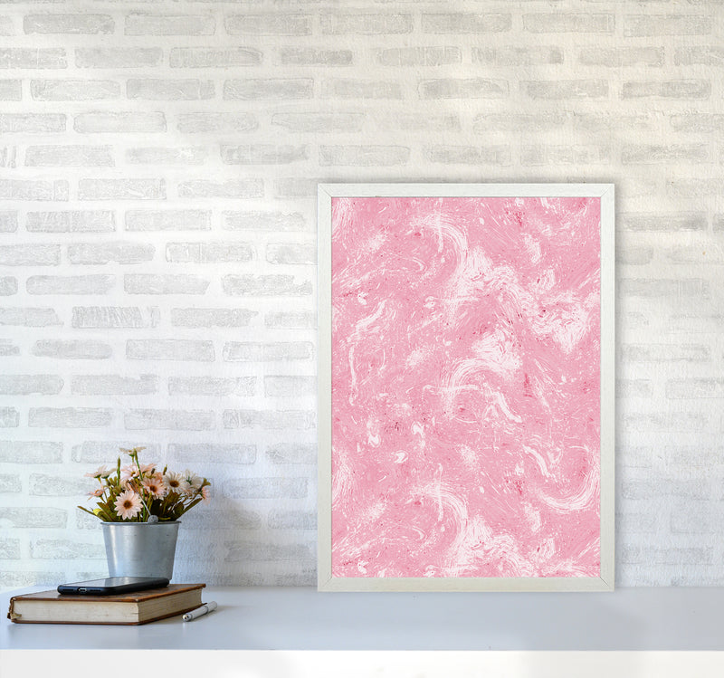 Abstract Dripping Painting Pink Abstract Art Print by Ninola Design A2 Oak Frame