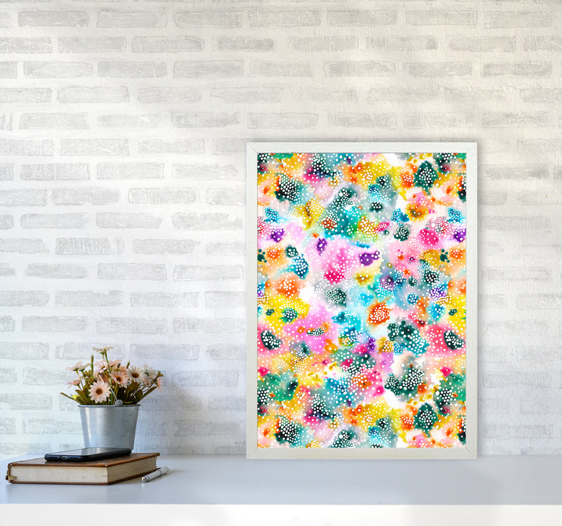 Experimental Surface Colorful Abstract Art Print by Ninola Design A2 Oak Frame