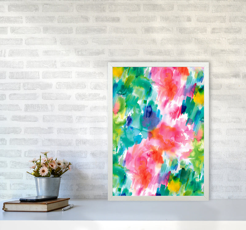 Painterly Waterolor Texture Abstract Art Print by Ninola Design A2 Oak Frame