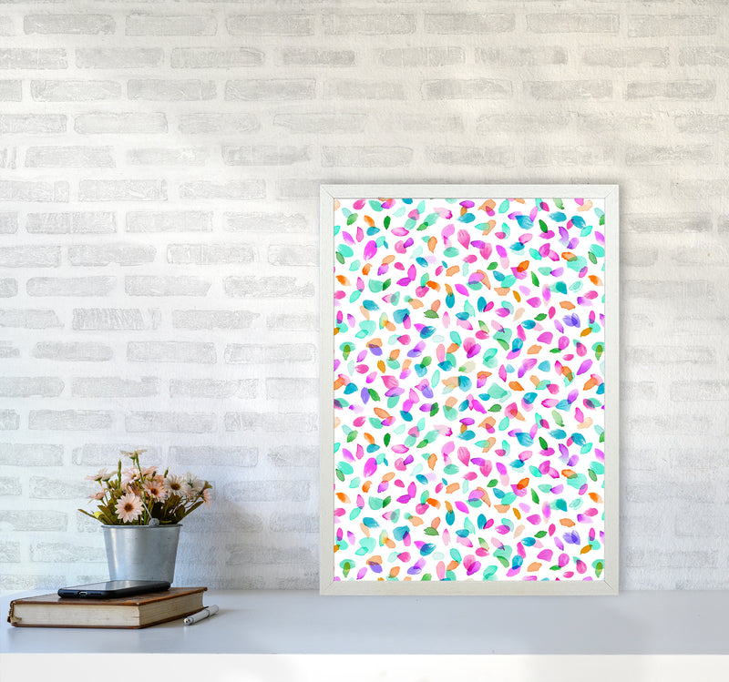 Minimal Flower Petals Pink Abstract Art Print by Ninola Design A2 Oak Frame
