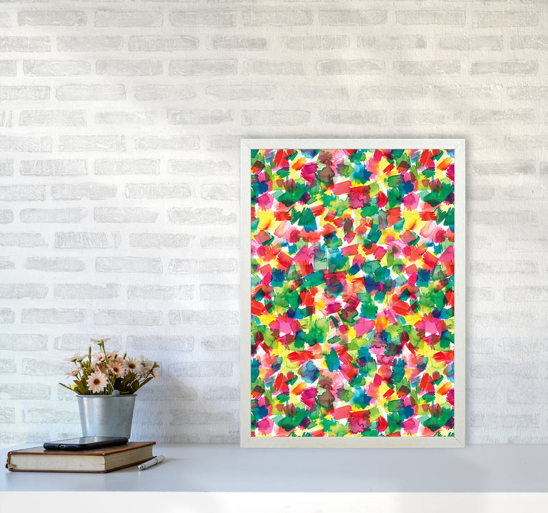 Spring Colors Multicolored Abstract Art Print by Ninola Design A2 Oak Frame