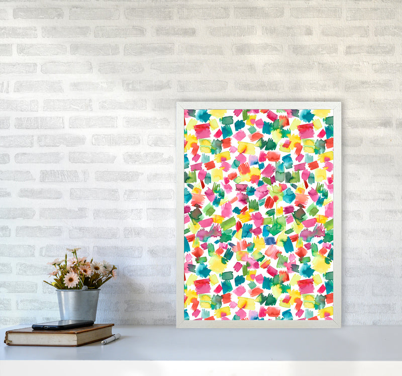 Abstract Spring Colorful Abstract Art Print by Ninola Design A2 Oak Frame
