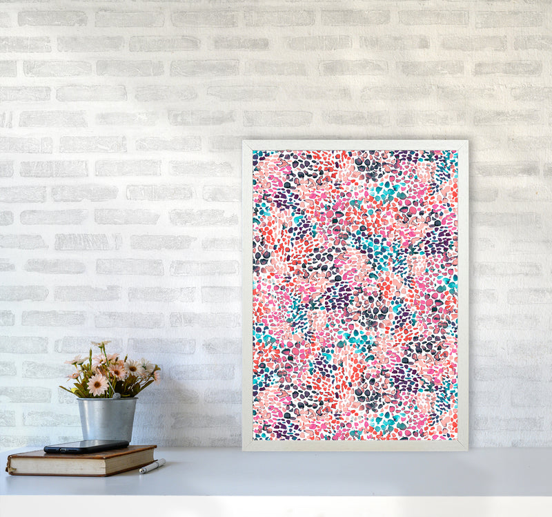 Speckled Watercolor Pink Abstract Art Print by Ninola Design A2 Oak Frame