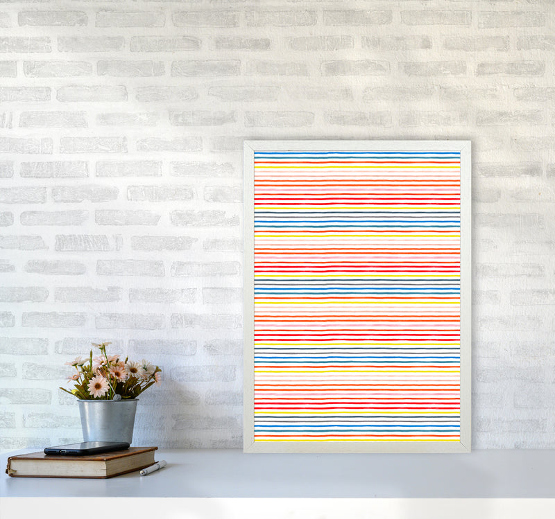 Marker Colorful Stripes Abstract Art Print by Ninola Design A2 Oak Frame
