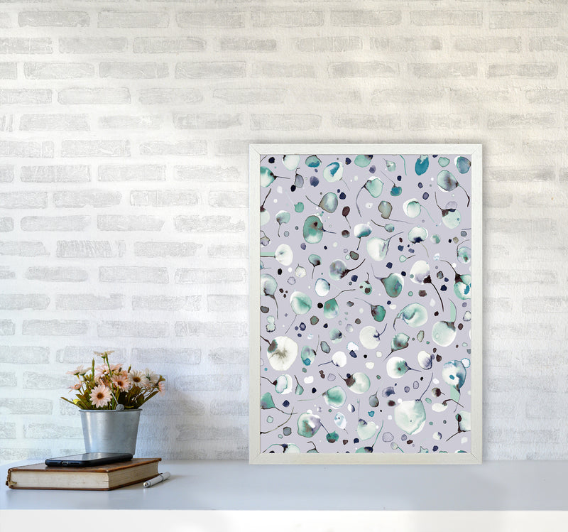 Flying Seeds Ice Winter Abstract Art Print by Ninola Design A2 Oak Frame