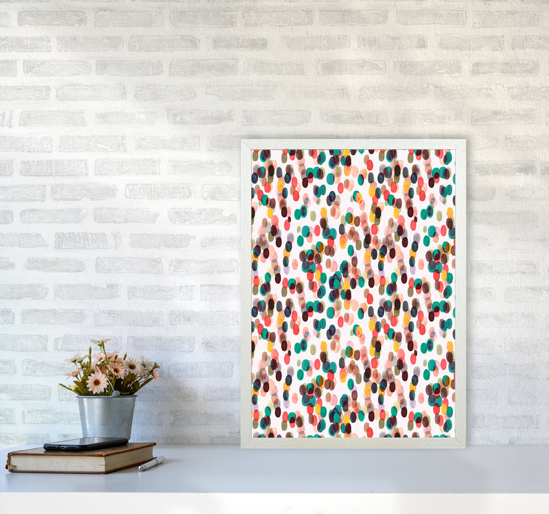 Relaxing Tropical Dots Abstract Art Print by Ninola Design A2 Oak Frame