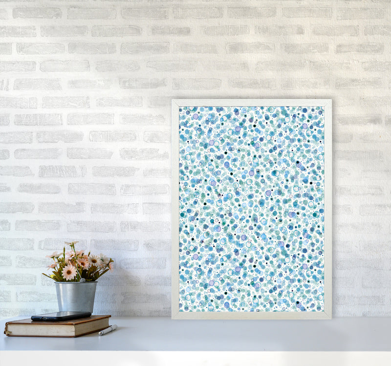 Cosmic Bubbles Blue Abstract Art Print by Ninola Design A2 Oak Frame