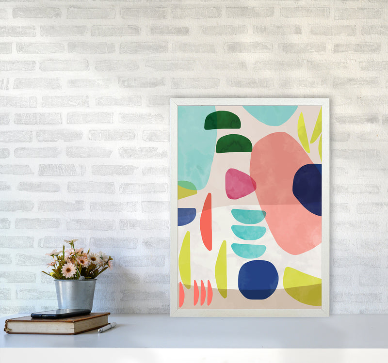 Organic Bold Shapes Abstract Art Print by Ninola Design A2 Oak Frame