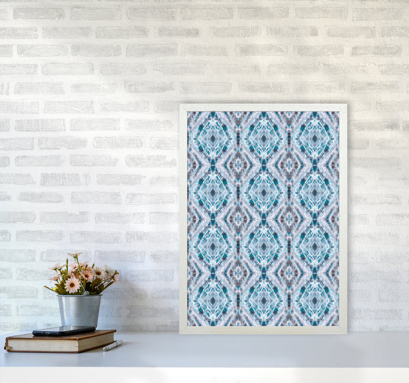 Boho Shibori Blue Abstract Art Print by Ninola Design A2 Oak Frame