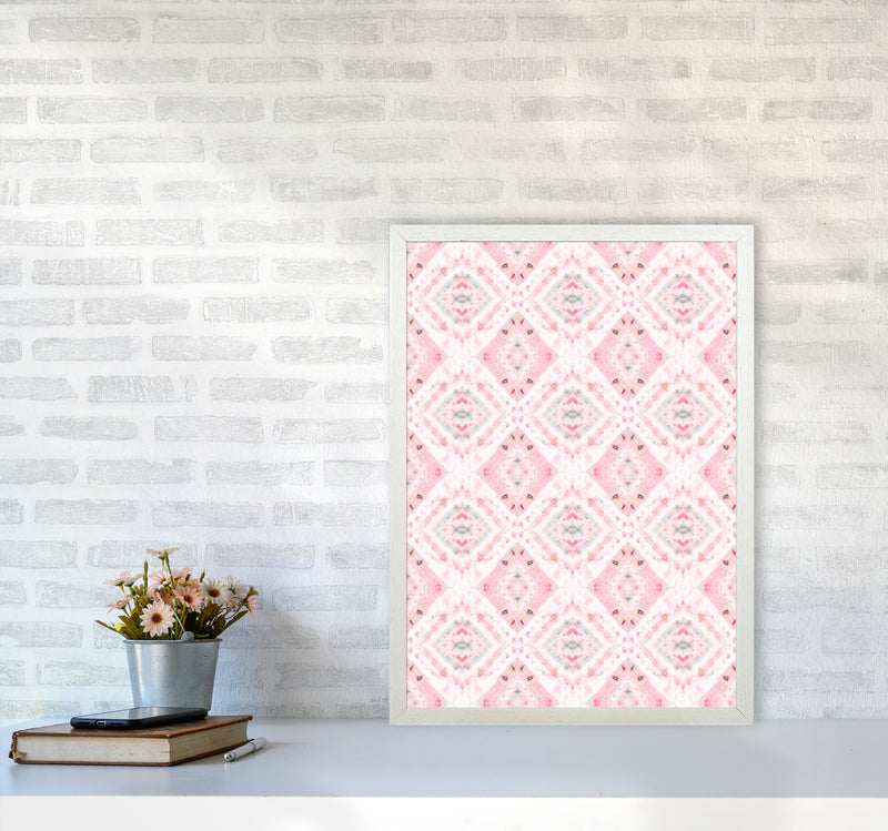 Boho Shibori Pink Abstract Art Print by Ninola Design A2 Oak Frame
