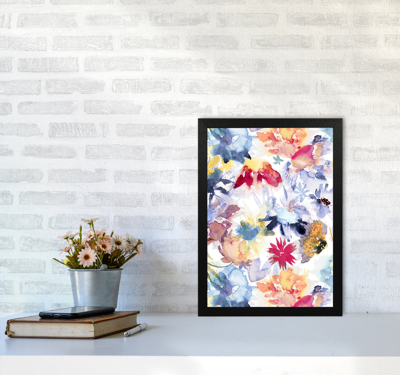 Watercolor Spring Memories Multicolored Abstract Art Print by Ninola Design A3 White Frame