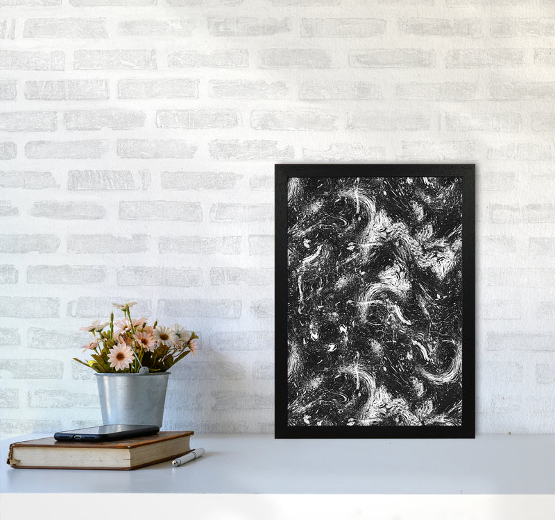 Abstract Dripping Painting Black White Abstract Art Print by Ninola Design A3 White Frame