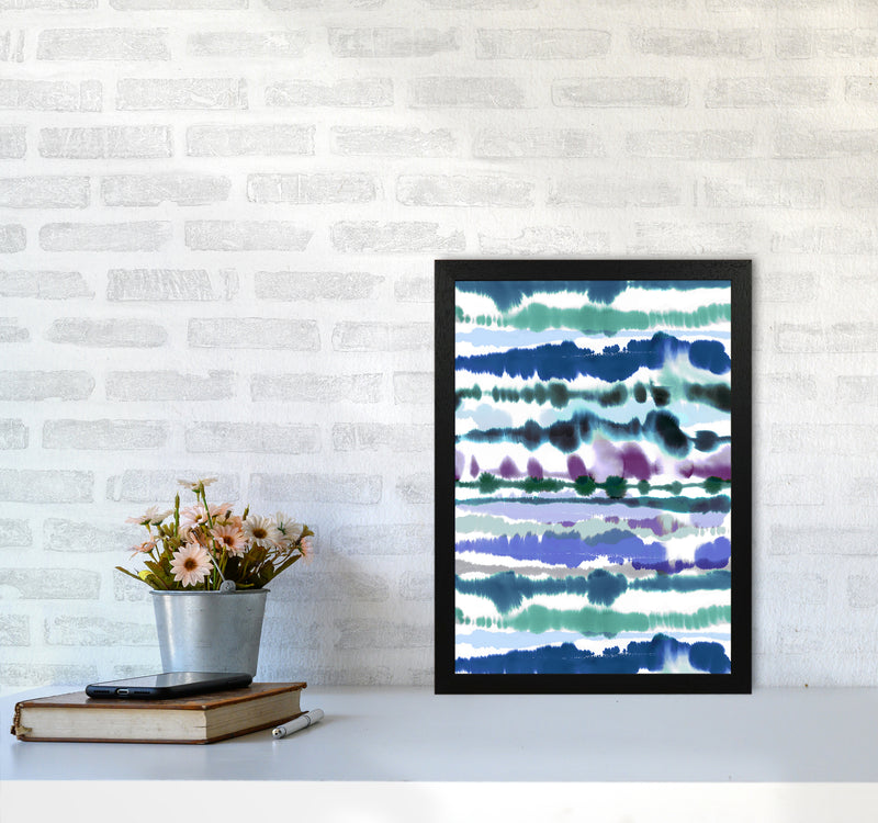 Soft Nautical Watercolor Lines blue Abstract Art Print by Ninola Design A3 White Frame