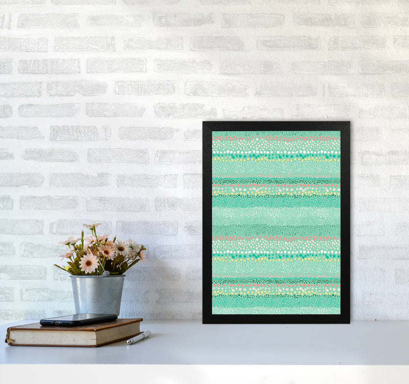 Little Textured Minimal Dots Green Abstract Art Print by Ninola Design A3 White Frame