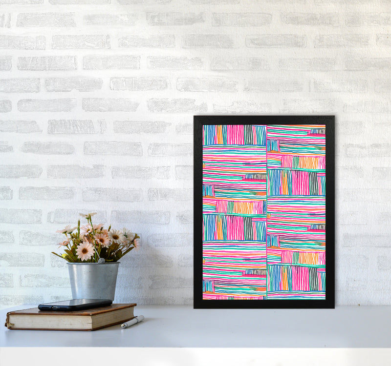 Watercolor Linear Meditation Pink Abstract Art Print by Ninola Design A3 White Frame