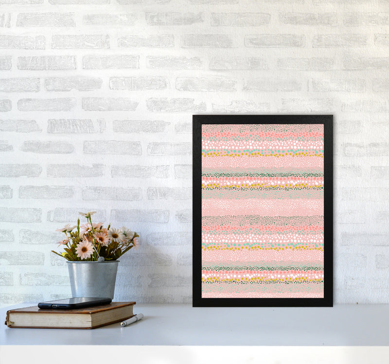 Little Textured Minimal Dots Pink Abstract Art Print by Ninola Design A3 White Frame