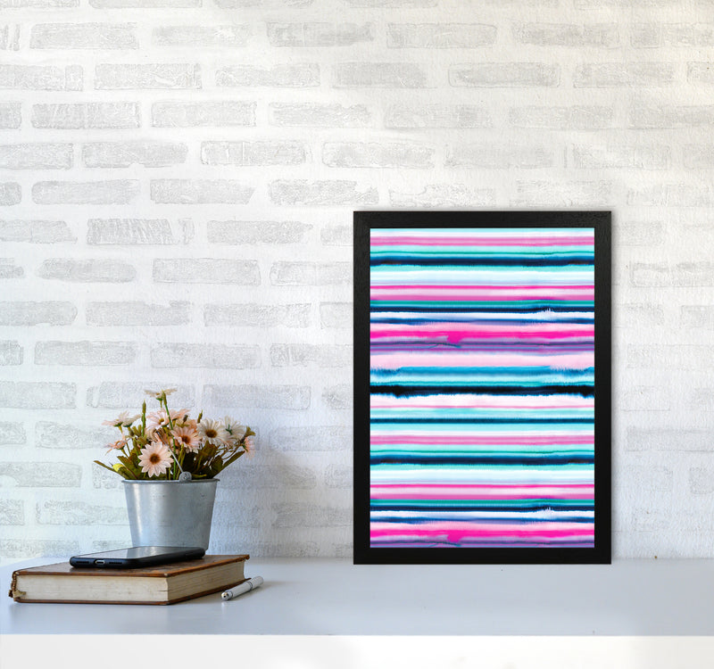 Degrade Stripes Watercolor Pink Abstract Art Print by Ninola Design A3 White Frame
