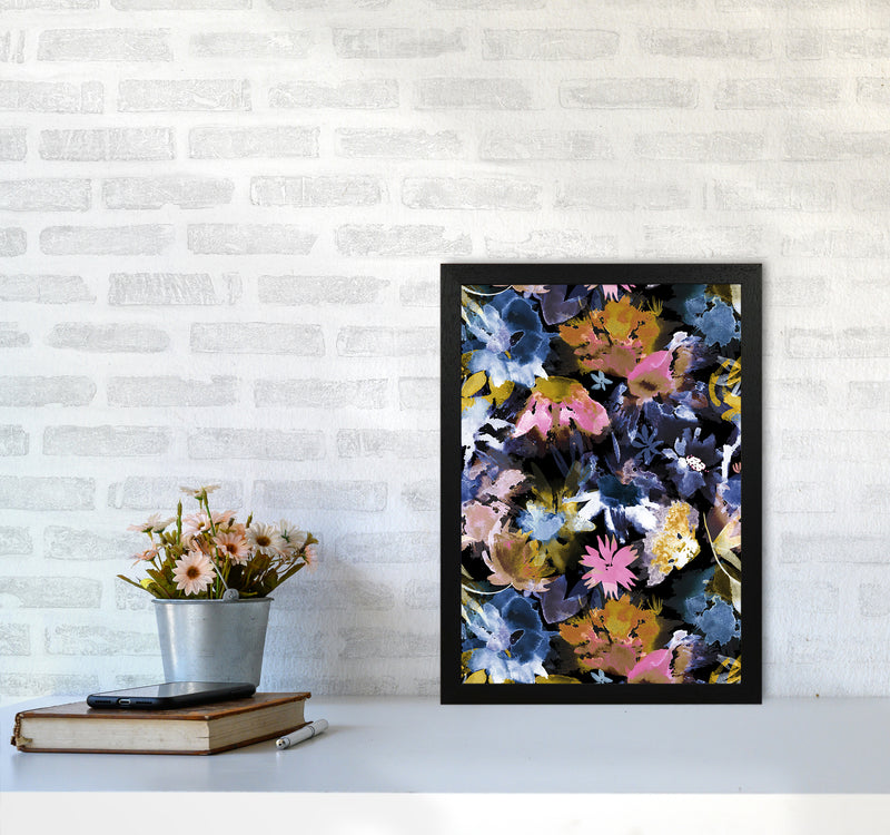 Watercolor Sring Memories Black Abstract Art Print by Ninola Design A3 White Frame