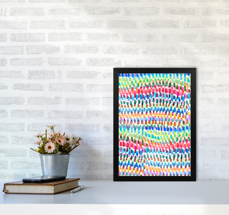 Artsy Strokes Stripes Colorful Abstract Art Print by Ninola Design A3 White Frame
