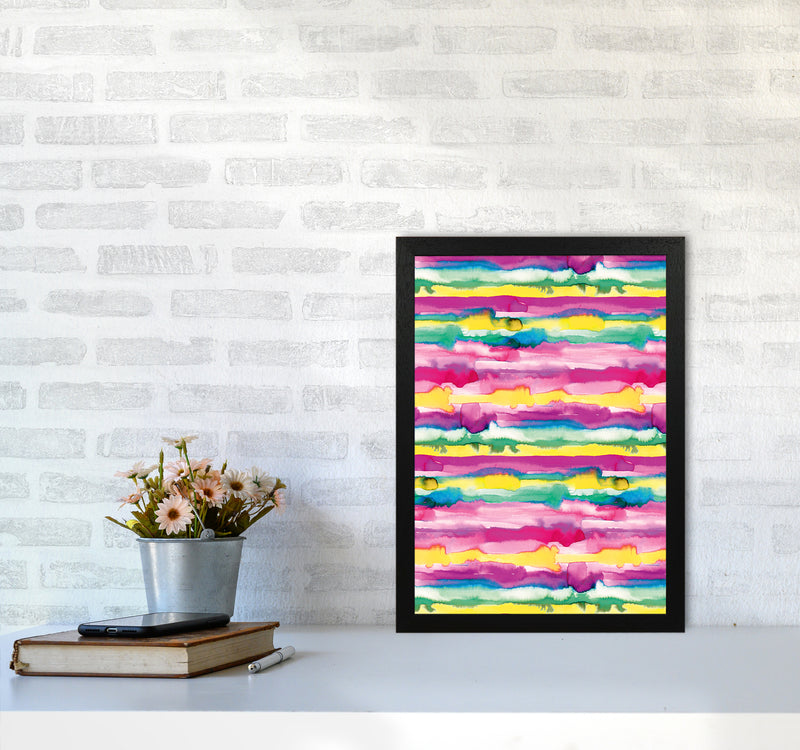 Gradient Tropical Color Lines Abstract Art Print by Ninola Design A3 White Frame