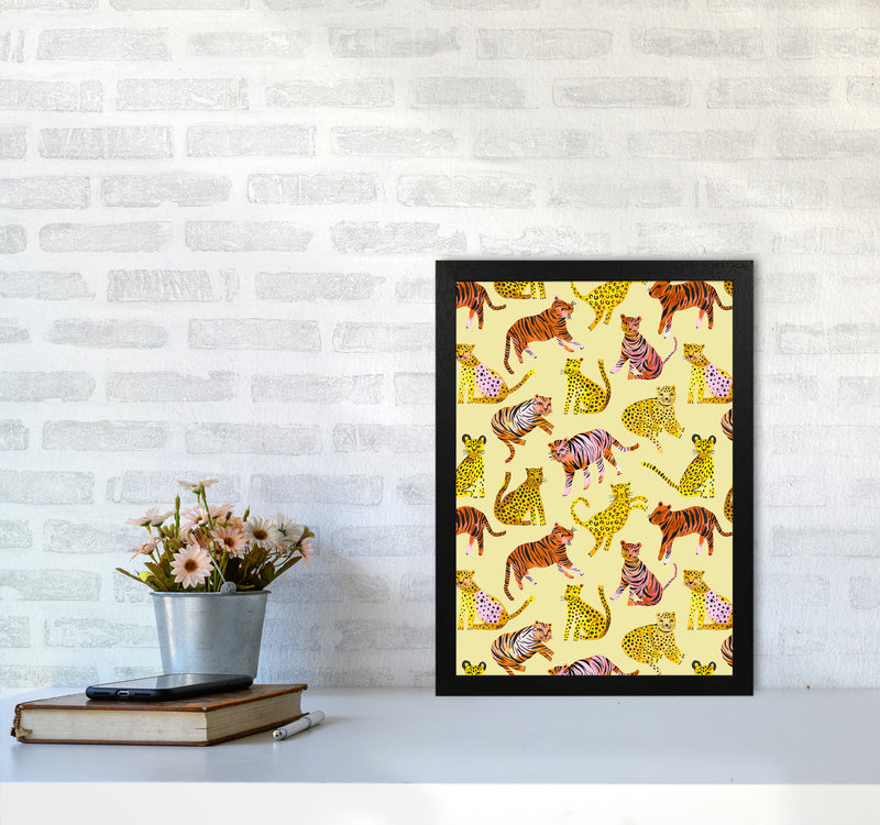 Tigers and Leopards Savannah Abstract Art Print by Ninola Design A3 White Frame