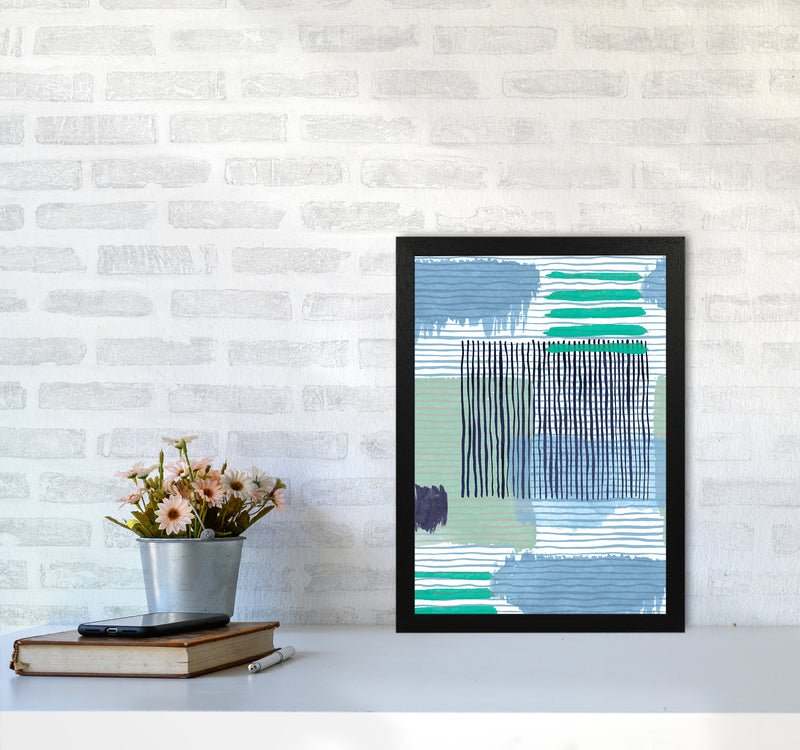Abstract Striped Geo Green Abstract Art Print by Ninola Design A3 White Frame