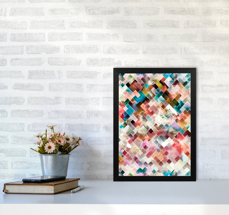 Moody Geometry Multi White Abstract Art Print by Ninola Design A3 White Frame