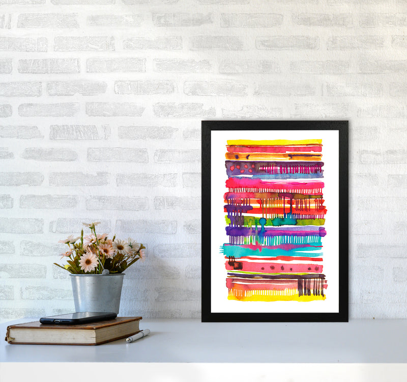 Irregular Watercolor Lines Abstract Art Print by Ninola Design A3 White Frame