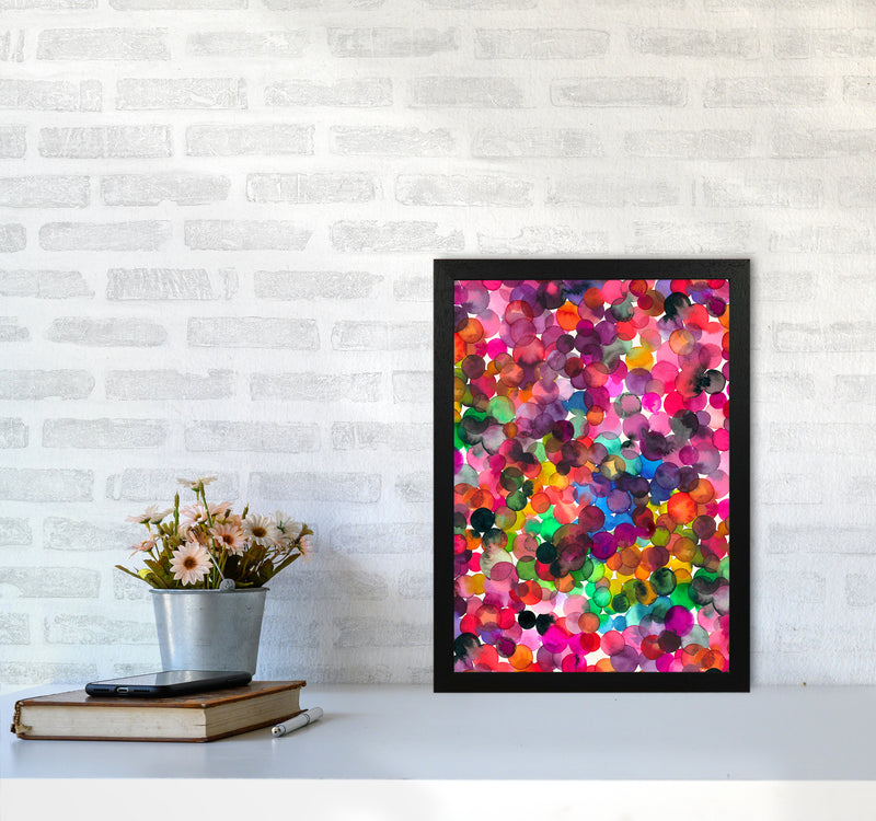 Overlapped Watercolor Dots Abstract Art Print by Ninola Design A3 White Frame