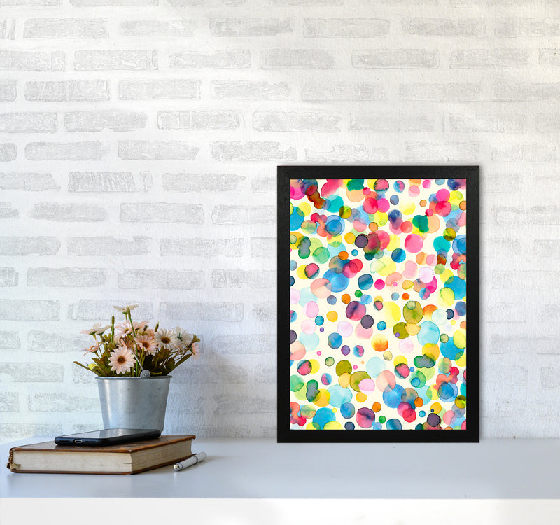 Watercolor Colorful Drops Abstract Art Print by Ninola Design A3 White Frame