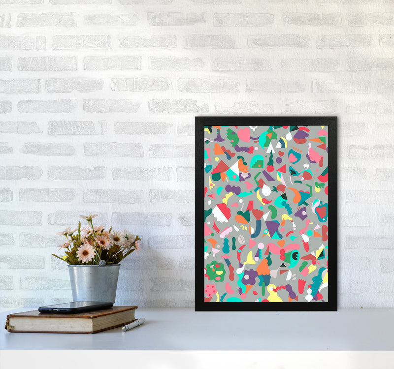 Dreamy Animal Shapes Gray Abstract Art Print by Ninola Design A3 White Frame