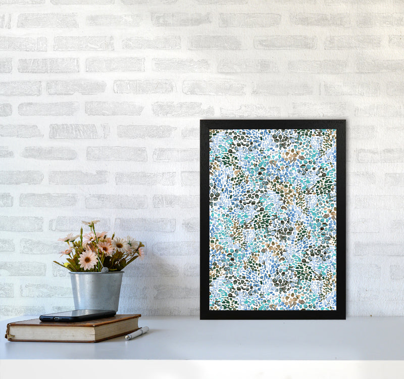 Speckled Watercolor Blue Abstract Art Print by Ninola Design A3 White Frame