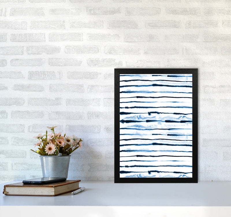 Electric Ink Lines White Abstract Art Print by Ninola Design A3 White Frame
