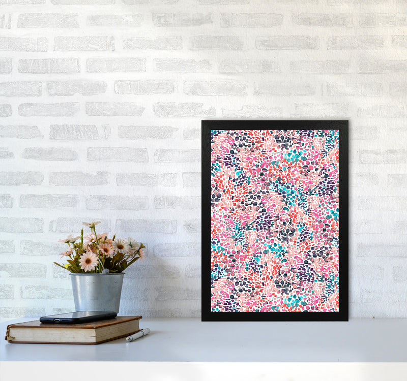 Speckled Watercolor Pink Abstract Art Print by Ninola Design A3 White Frame
