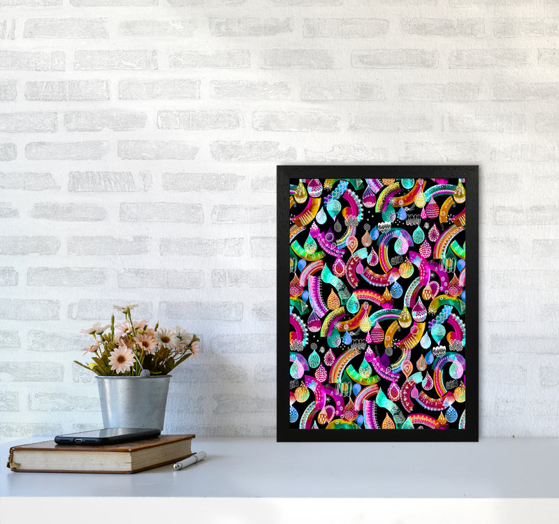 Rainbow Lace Neon Kids Abstract Art Print by Ninola Design A3 White Frame