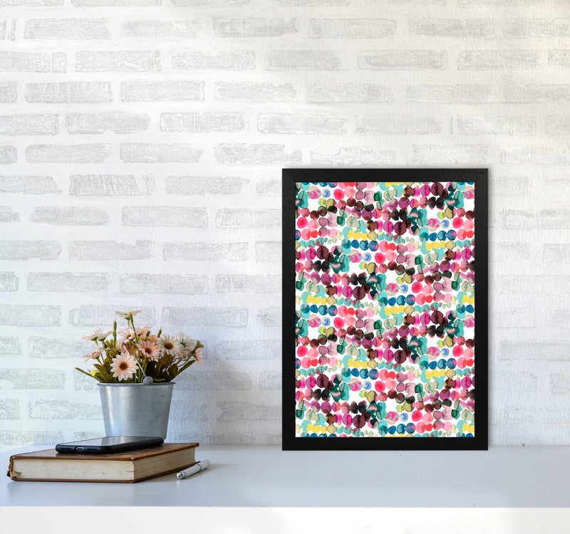 Ink Bleeding Dots Pink Abstract Art Print by Ninola Design A3 White Frame