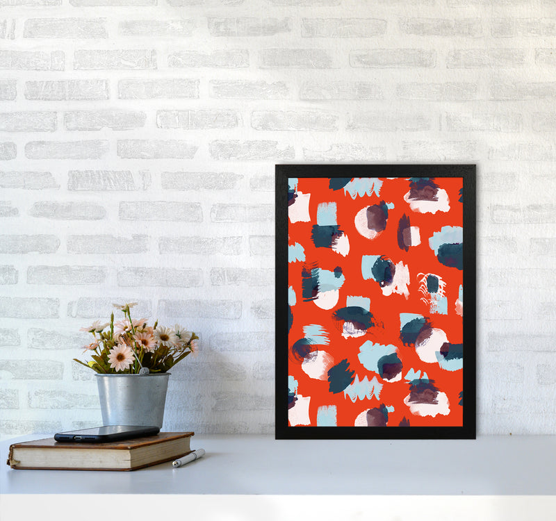 Abstract Stains Coral Abstract Art Print by Ninola Design A3 White Frame