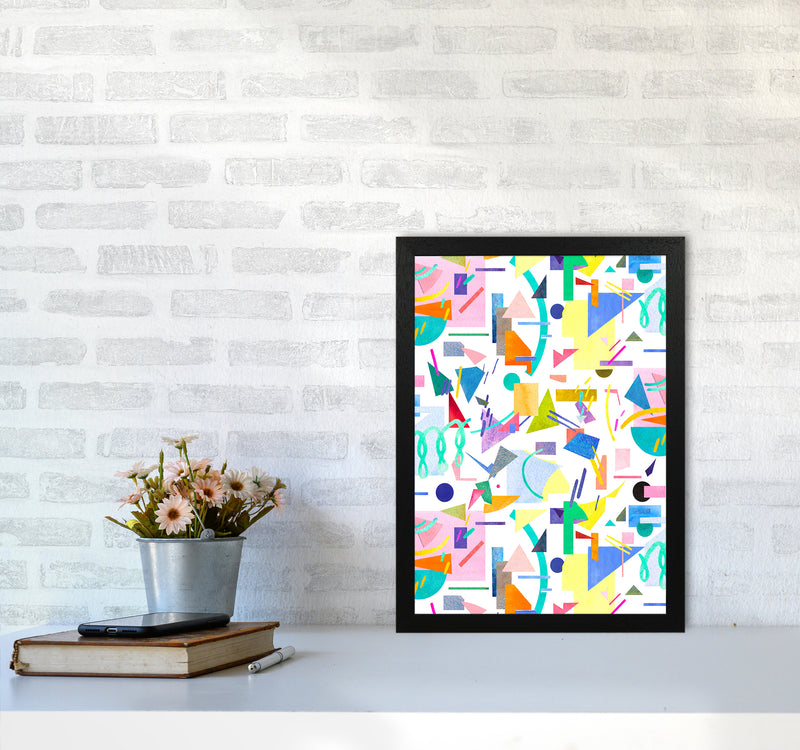 Geometric Collage Pop Abstract Art Print by Ninola Design A3 White Frame