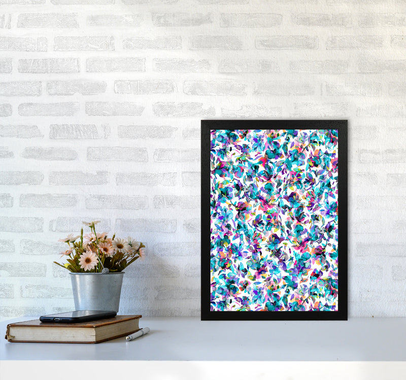 Aquatic Flowers Blue Abstract Art Print by Ninola Design A3 White Frame