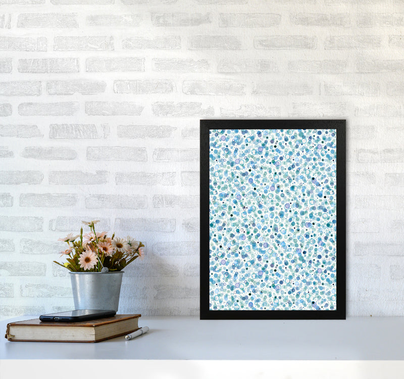 Cosmic Bubbles Blue Abstract Art Print by Ninola Design A3 White Frame