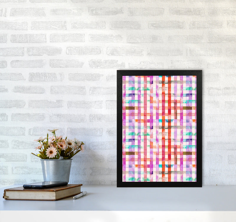 Gingham Vichy Pink Abstract Art Print by Ninola Design A3 White Frame